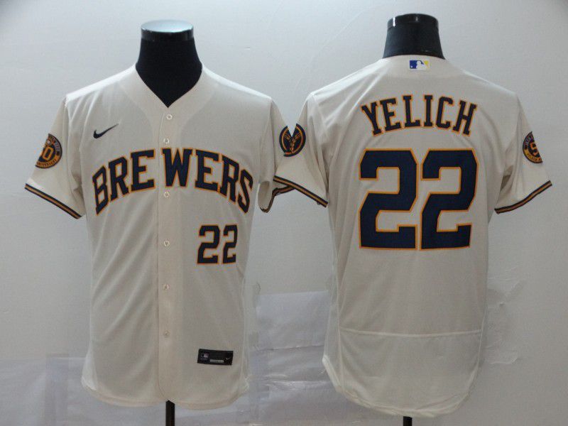 Men Milwaukee Brewers #22 Yeli Cream Nike Elite MLB Jerseys